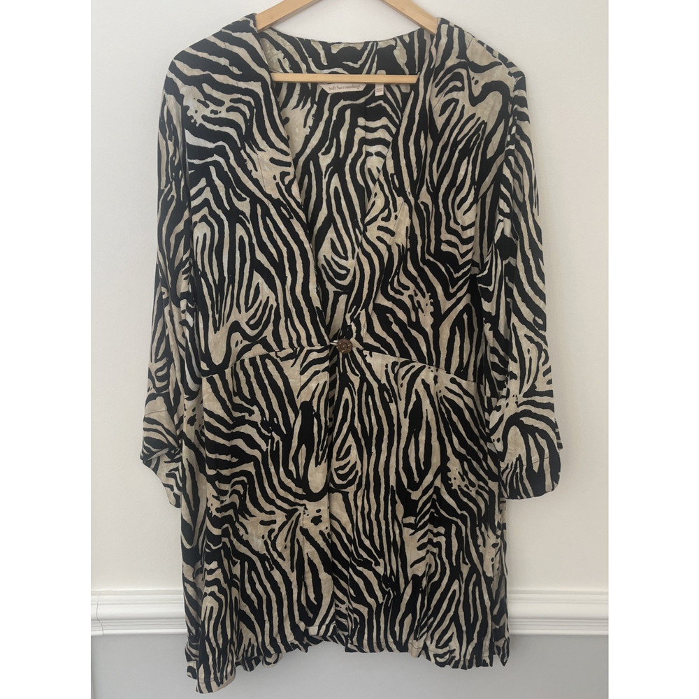 Soft Surroundings Zella Topper Zebra Print Lightweight Jacket XL Safari Bohemian